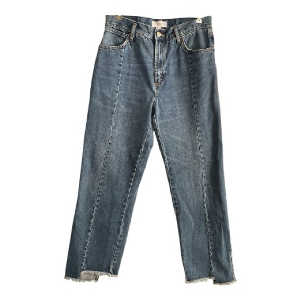 Mango Denim Straight Leg with Raw Edge Center Vent Jeans